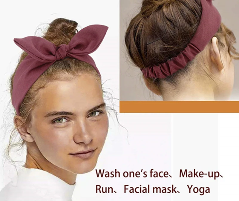 Женская однотонная повязка на голову с кроличьими ушками Корейская зимняя