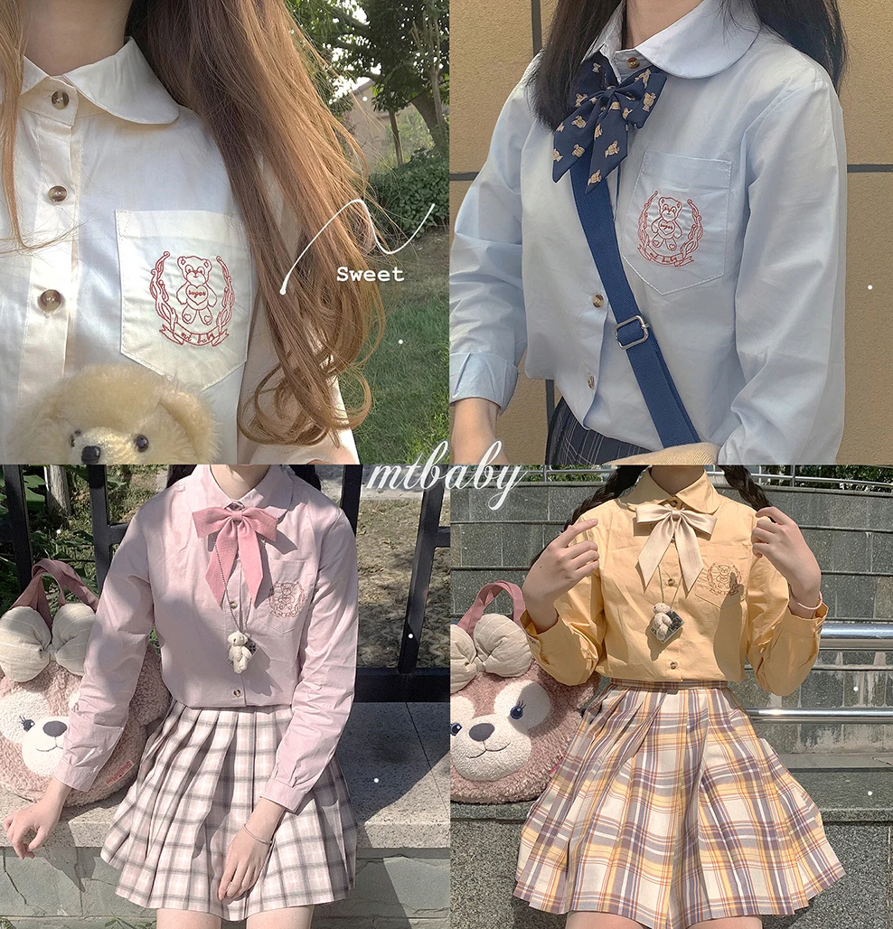 Значок медведь сладкая женская блузка рубашка с длинными рукавами в стиле Питер