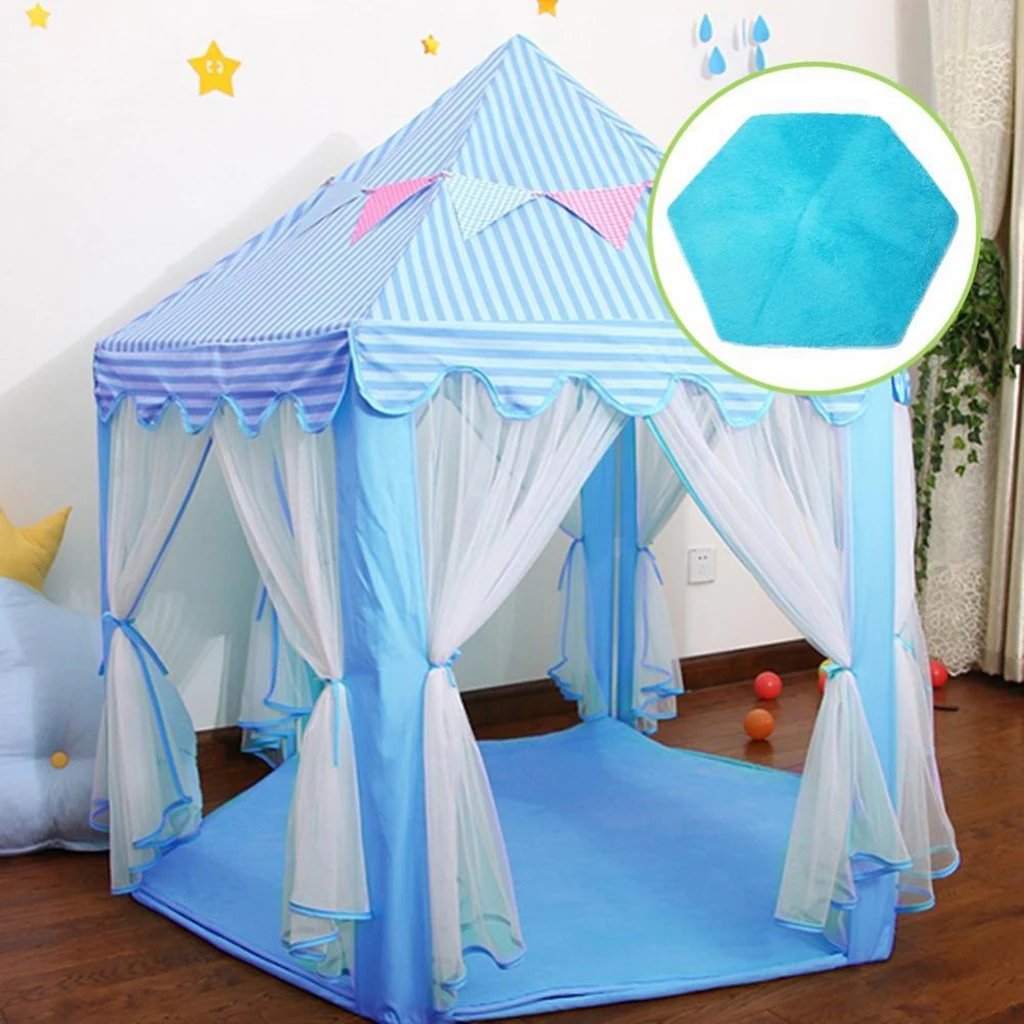 2 Pcs Children Indoor Playhouse Princess Castle Hexagonal Tent Pad Rug Baby Play Carpet Floor Activity Game Cushion | Игрушки и хобби