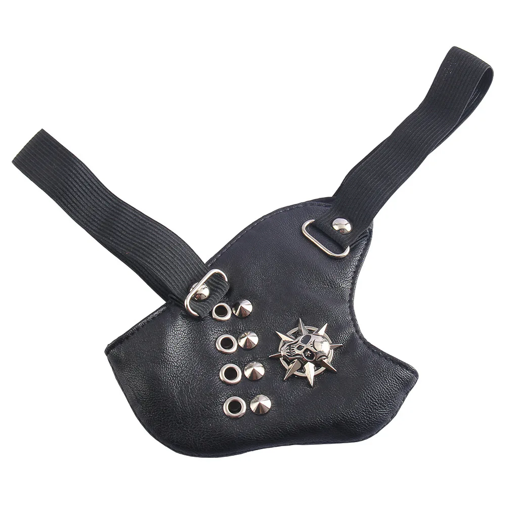 Крутая мотоциклетная маска из ПУ кожи панк с заклепками полумаска для лица