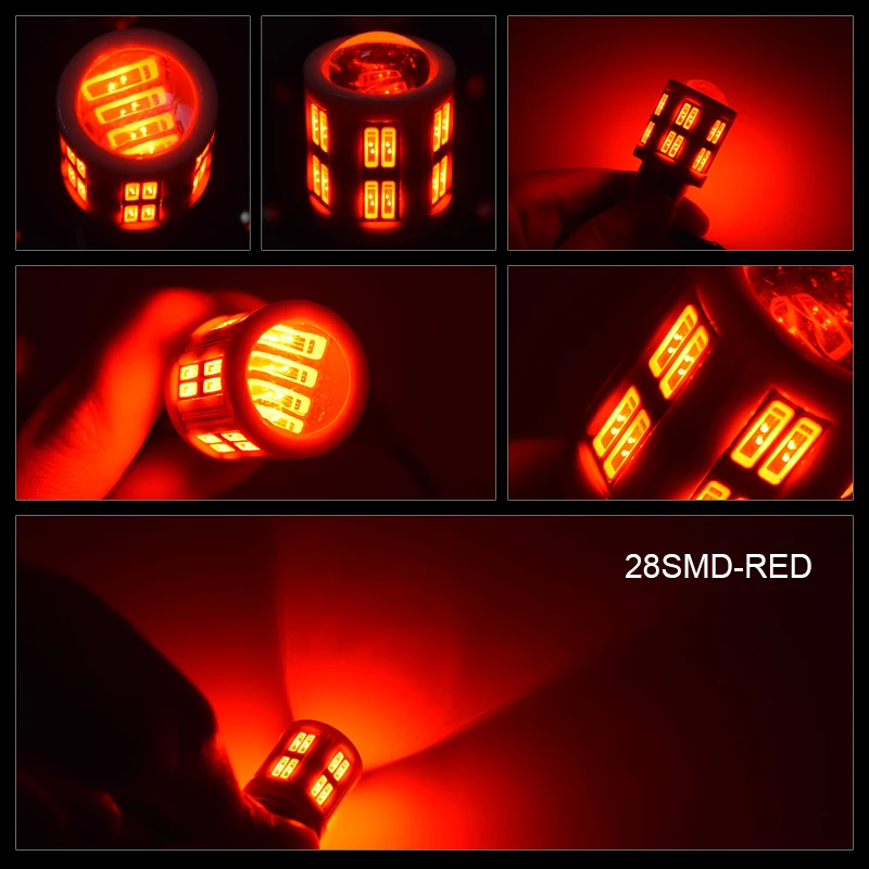 

EURS 10pcs LED Light 1156 ba15s 1157 T20 7440 7443 7020 28SMD ceramic Turn Signal Brake Reverse Led lamp White Red Yellow 12-24V