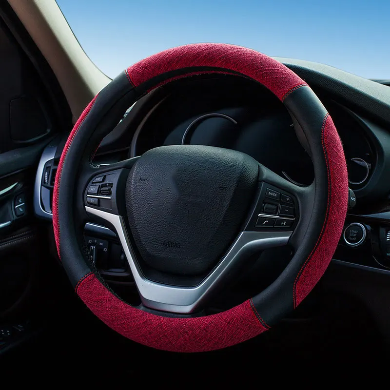 Чехол рулевого колеса автомобиля Новый сверхтонкий льняной чехол на руль из