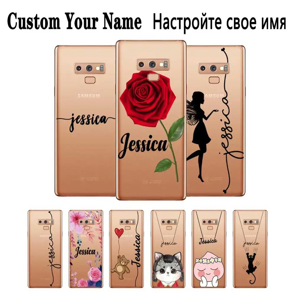 Роза Любовь пользовательское имя DIY прозрачный мягкий силиконовый чехол для samsung