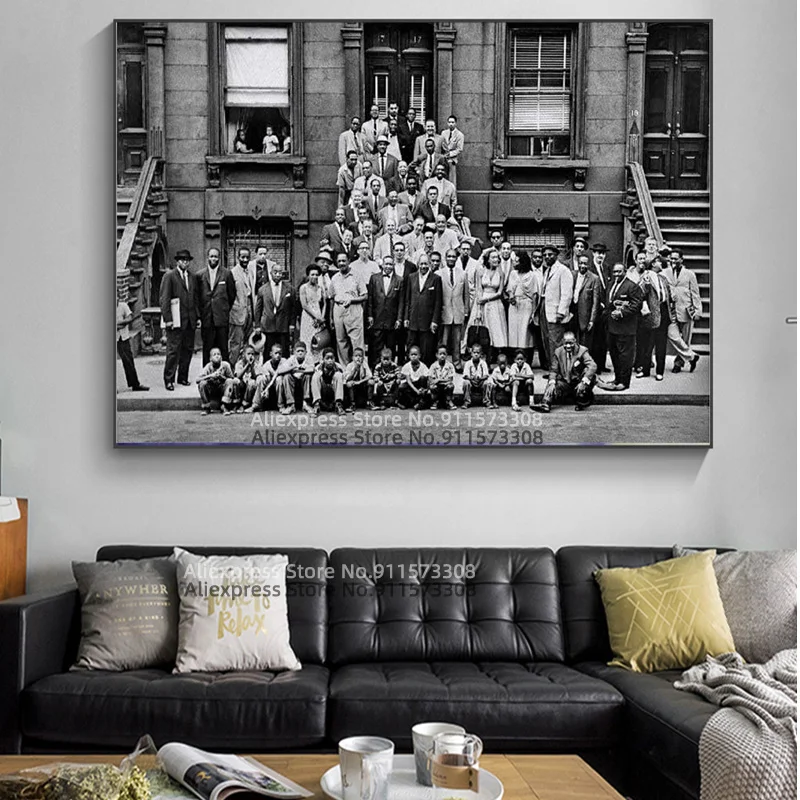 Art Kane A Great Day in Harlem Jazz портрет 1958 холст художественные плакаты и настенные картины