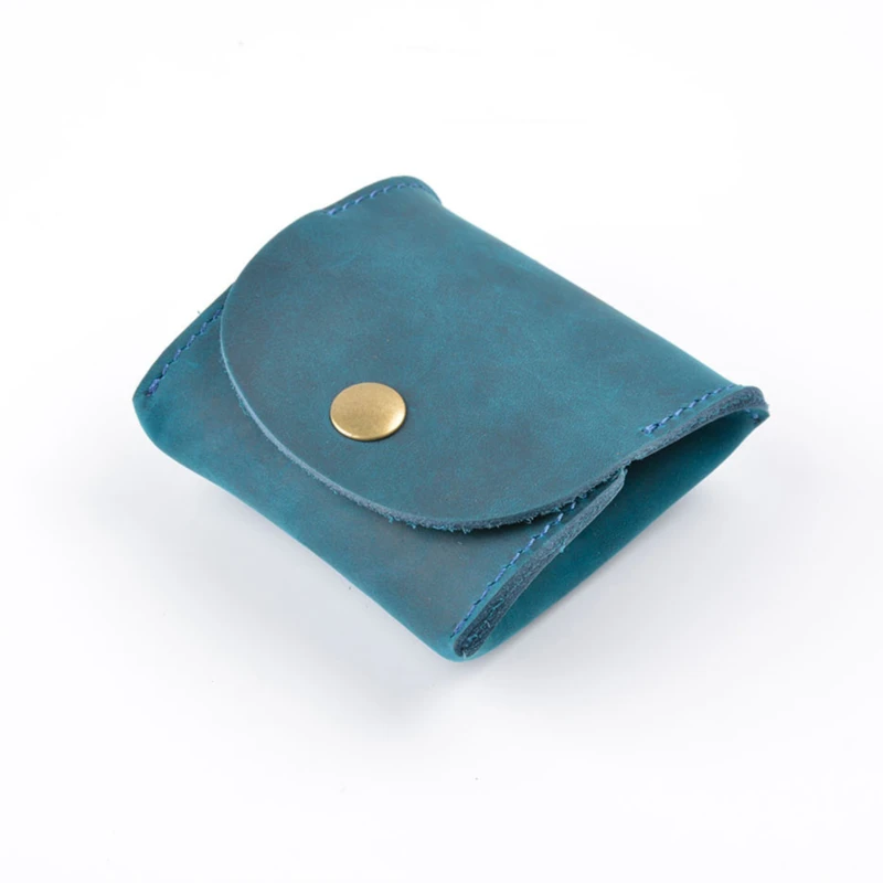 Pan blue Винтажный дизайн, хорошее качество, коровья кожа, кошелек для монет, маленький мини кошелек для женщин, настоящая коровья кожа, индивидуальная Мужская и женская сумка для монет - Цвет: Pan blue