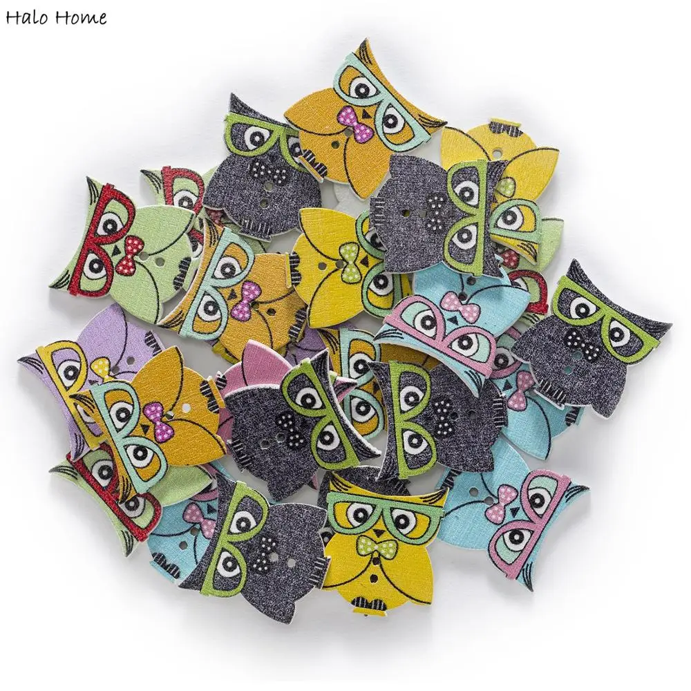 30 шт. галстук Сова белый для шитья деревянные пуговицы Скрапбукинг одежда