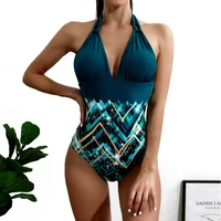 womens swimsuit 2021 swimwear sexy one piece suit monokini shiny print deep v bodysuit bathing suit swim wear new beachwear