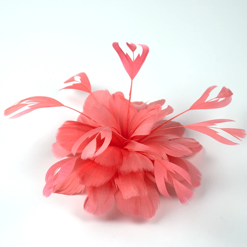 

New Beautiful Feather Flower Natural Goose Feather Headdress for women Diy Wedding Party Hat Decoration Plumes 1pcs