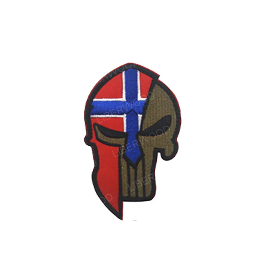 Norway Spartan Каратель Спартанский череп шлем Россия Американский Израиль Канада Испанский Великобритания Чешский Немецкий флаг патч тактический боевой дух нашивки значки - Цвет: Norway Spartan