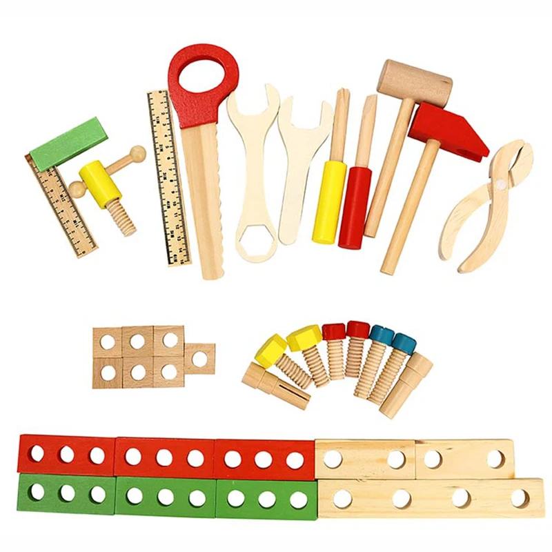

Baby Wooden Toy Kids Handle Tool Box Games Learning Educational Wooden Tool Toy Screw Assembly Garden Toys