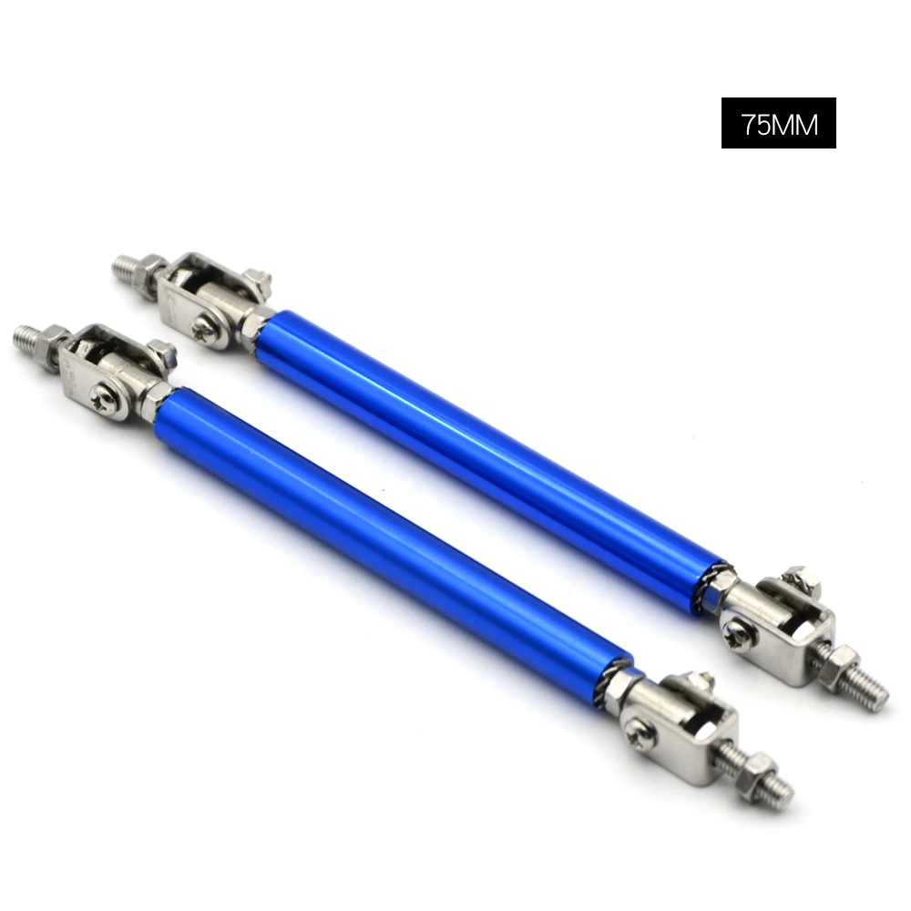 75mm Blue DepoTuning Универсальная регулируемая 75 мм/100 мм/150 мм/200 мм 4 цвета гоночный передний бампер для губ разделительная штанга стойка галстук бар комплект для обслуживания - Цвет: 75mm Blue