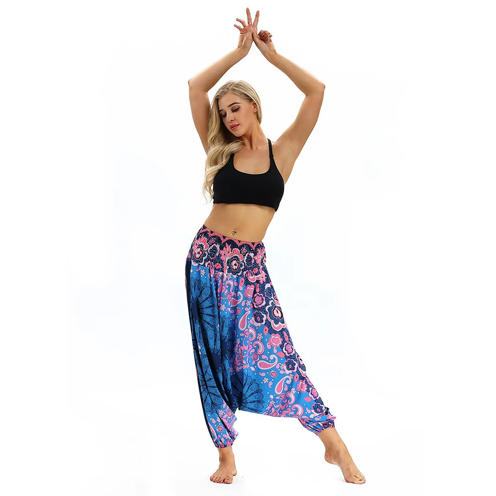 Leggings Sport Women Fitness Casual Summer Loose Yoga Trousers Baggy Boho Aladdin Jumpsuit Harem Pants Elastic Waist Yoga Pants