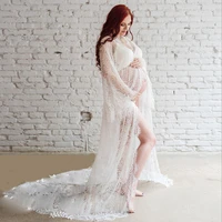 maternity dresses for photo shoot eyelash lace pregnant woman photo grossesse vestidos 2021new pattern white lace perspective