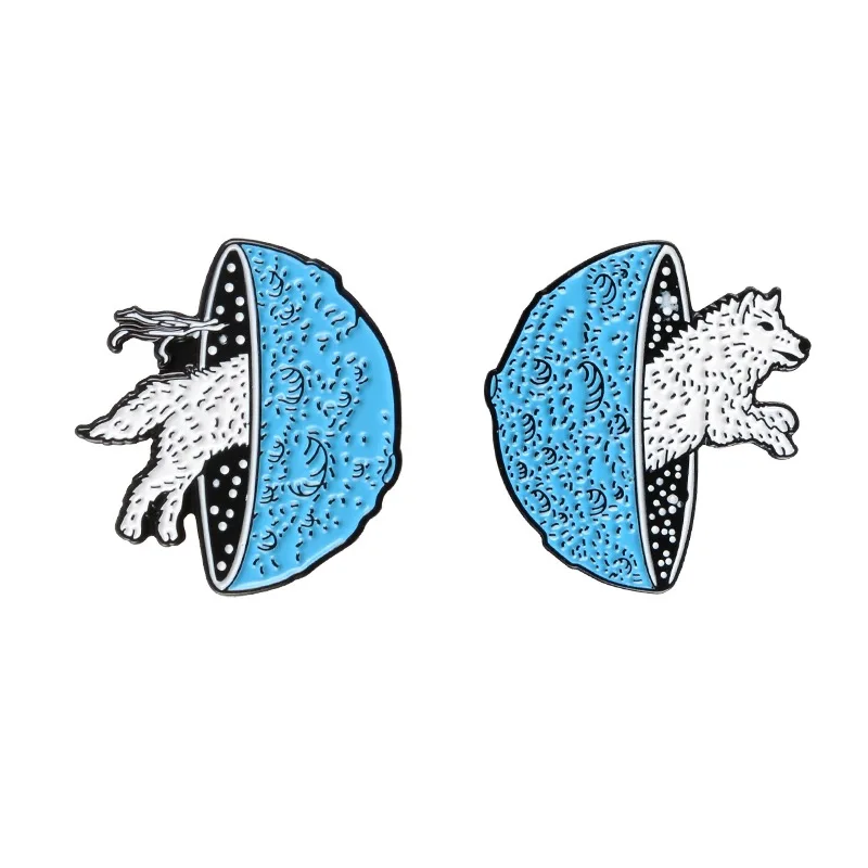 Новинка сине-белая симпатичная брошь значок с волком в виде гриба модная