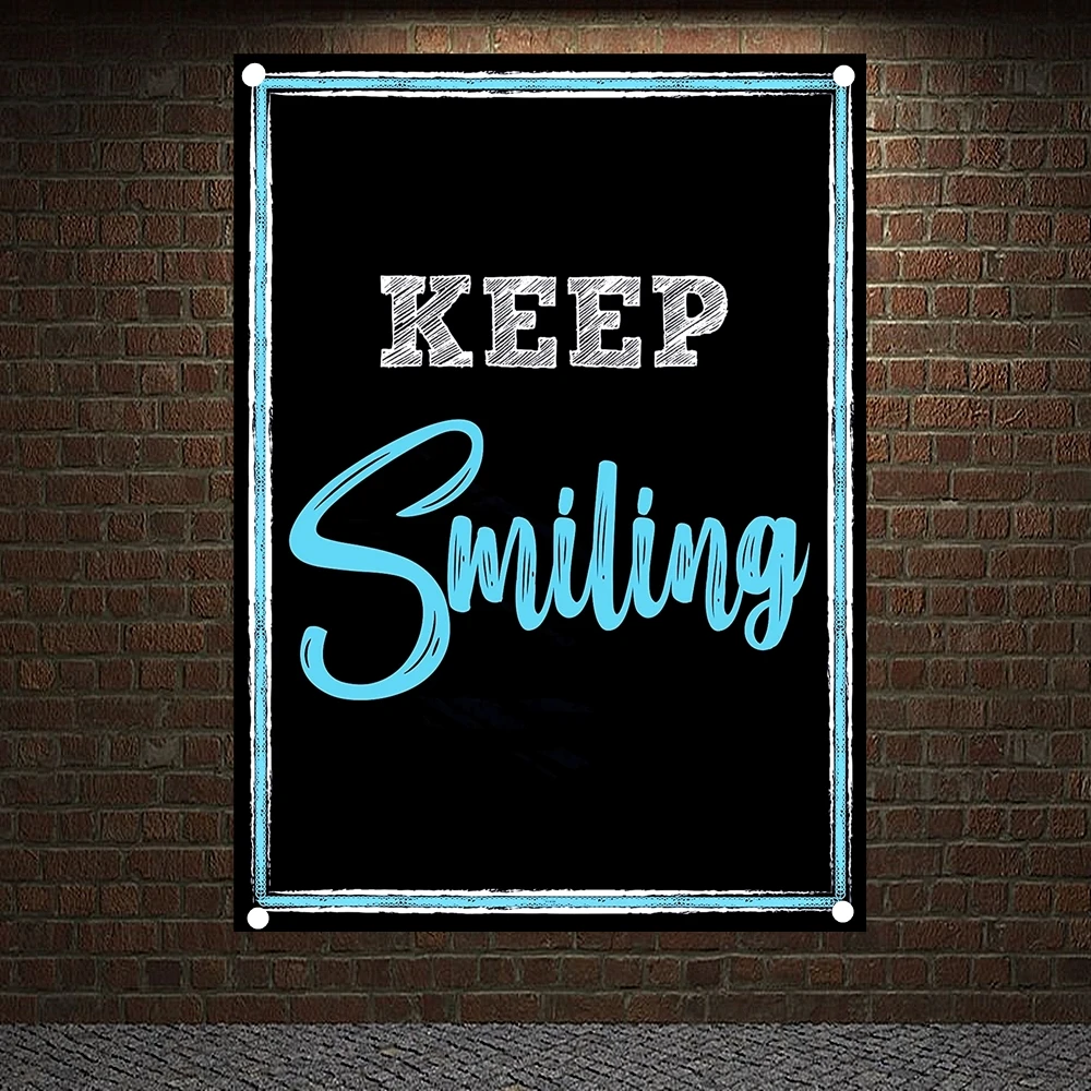 

KEEP Smiling Motivational Workout Posters Exercise Banners Flags Wall Art Canvas Painting Tapestry Mural Gym Bedroom Home Decor