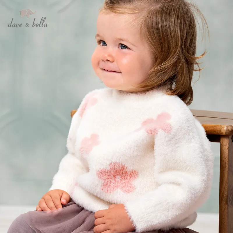 

DB14898 dave bella winter baby girls Christmas floral knitted sweater kids fashion toddler boutique tops
