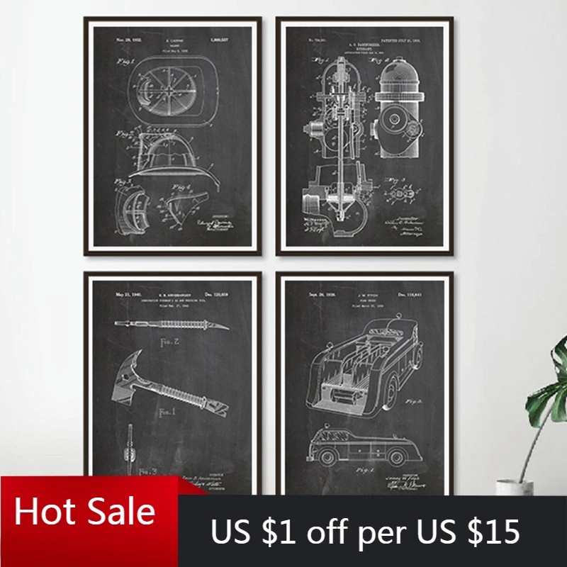 Пожарный Подарки лакированная Винтаж Арт холст картины Плакаты и принтами для