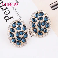 lubov fashion geometric irregular round waterdrop twisted metal gold opal stud earrings gifts for women girl party jewelry