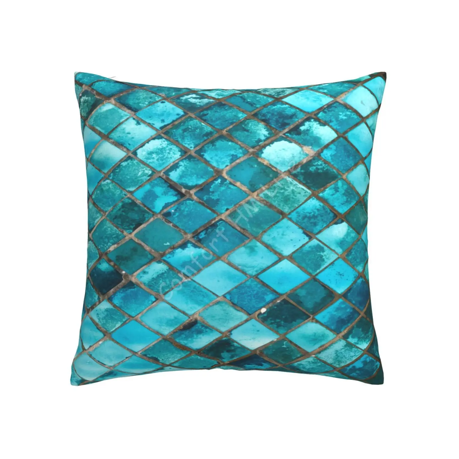 

Turquoise Blue Body Pillow Case Cotton Print Soft Comfortable Pillow Covers Sofa Pillowcase Home Car Office Decor 18x18 Inch