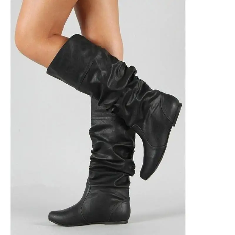 Round Toe Mid-calf Boots Women Rubber Slip On Short Plush Flat Boots For Women Botas Fashion Short Boots For Women Shoes Autumn