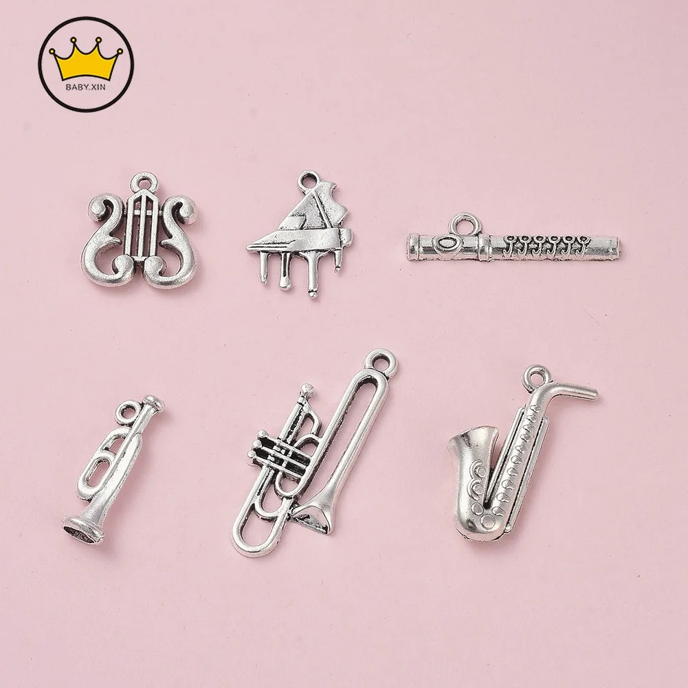 

24pcs Tibetan Silver Trumpet instruments Charms Music Pendants DIY Jewelry Findings