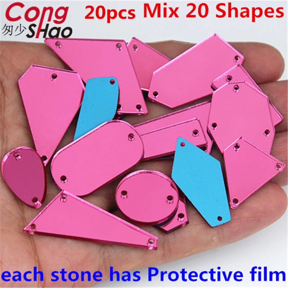 20 шт. смешанные размеры швейное зеркало Стразы стразы цвета фуксии аппликация с