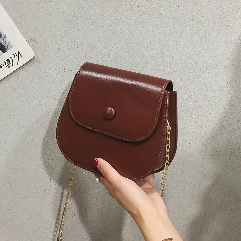 

2021 New Pu Women Bags Wild Solid Color Shoulder Bag Simple Chain Bag Fashion Ladies Diagonal Bag Mini Retro Bag Small Bags