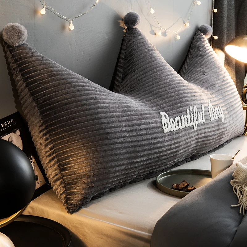 

Adults Double Bed Grey Crown Bed Cushion No Filler Soft Washable Velvet Sofa Baby kids Headboard Floor Seat Throw Pillow Tatami
