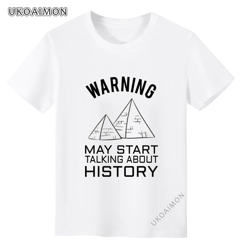 

New Arrival History Warning Pyramid Simple Style Hip Hop T-Shirts Oversized Pure Cotton Tees Youth Fitted T Shirts Women