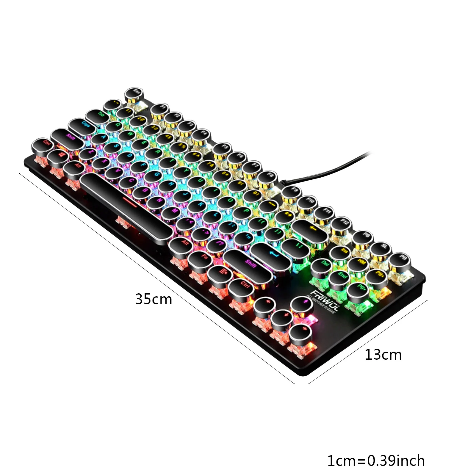 

Wired 87 Keys Green Axis Punk Mechanical Round Keycap RGB USB Backlight Keyboard