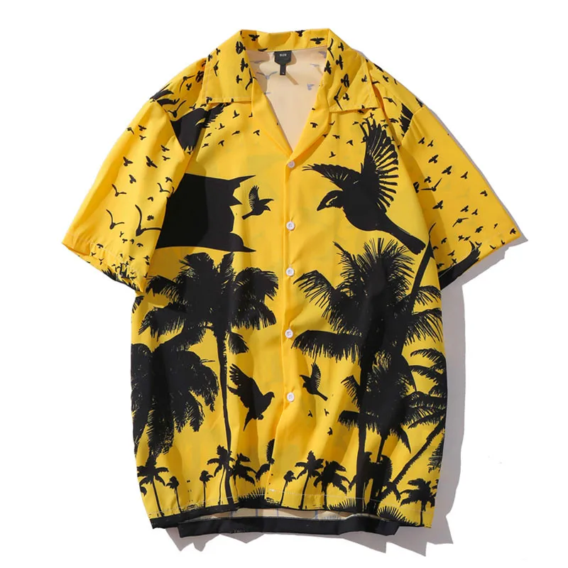 Гавайская пляжная рубашка с принтом пальмы для мужчин лето 2020 рубашки коротким