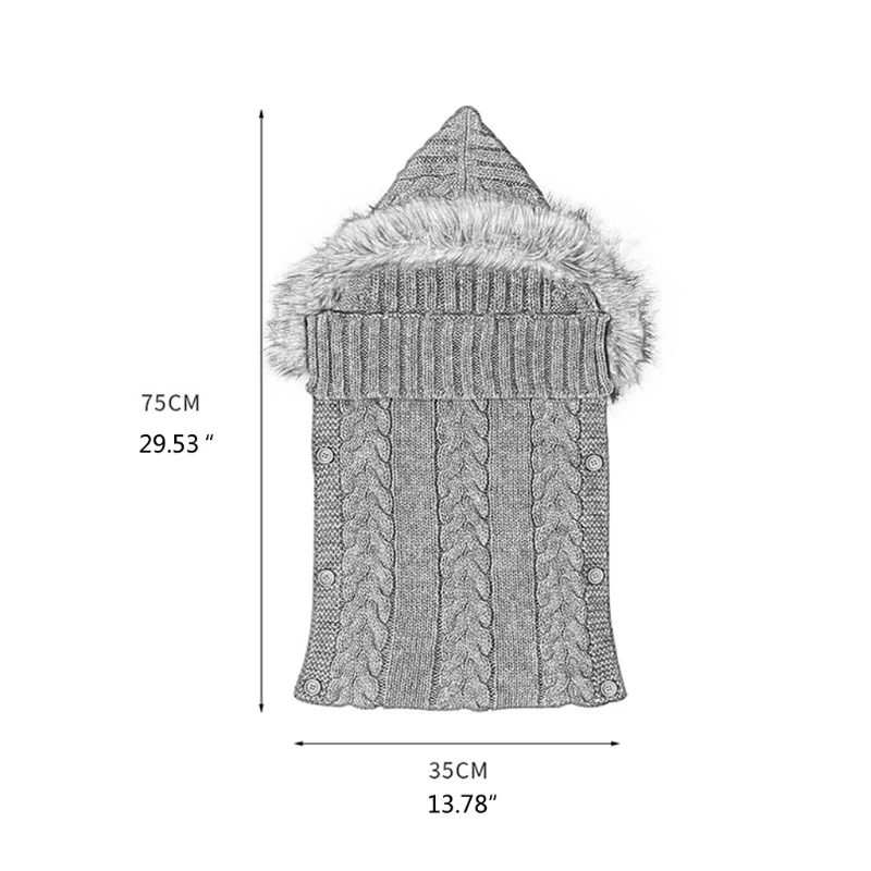 

Baby Sleeping Bags Envelopes Swaddle Wrap Hooded Newborns Girls Winter Warm Knitted Sleepsacks