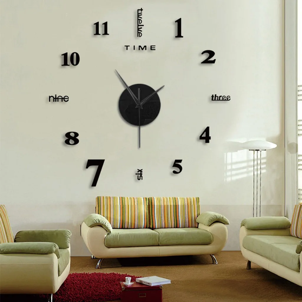 Frameless DIY Wall Mute Clock 3D Mirror Surface Sticker Home Office Decor Stickers Living Room Bathroom Decoration | Дом и сад