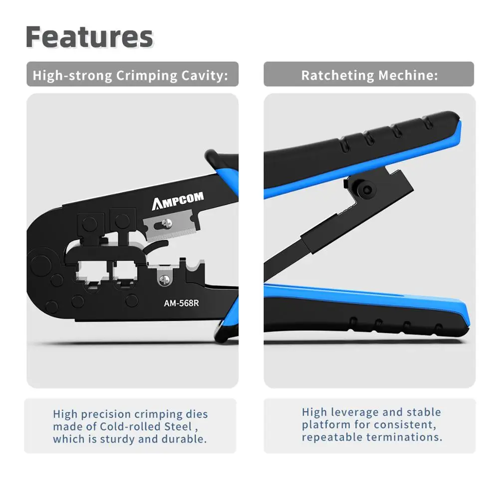 AMPCOM rj45 щипцы RJ11 RJ45 обжимной инструмент интернетной сети LAN. Кабель резак