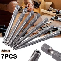 7pcs 75mmt8 t10 t15 t20 t25 t27t30 torx magnetic hole screwdriver bits set high quality industrial screwdriver