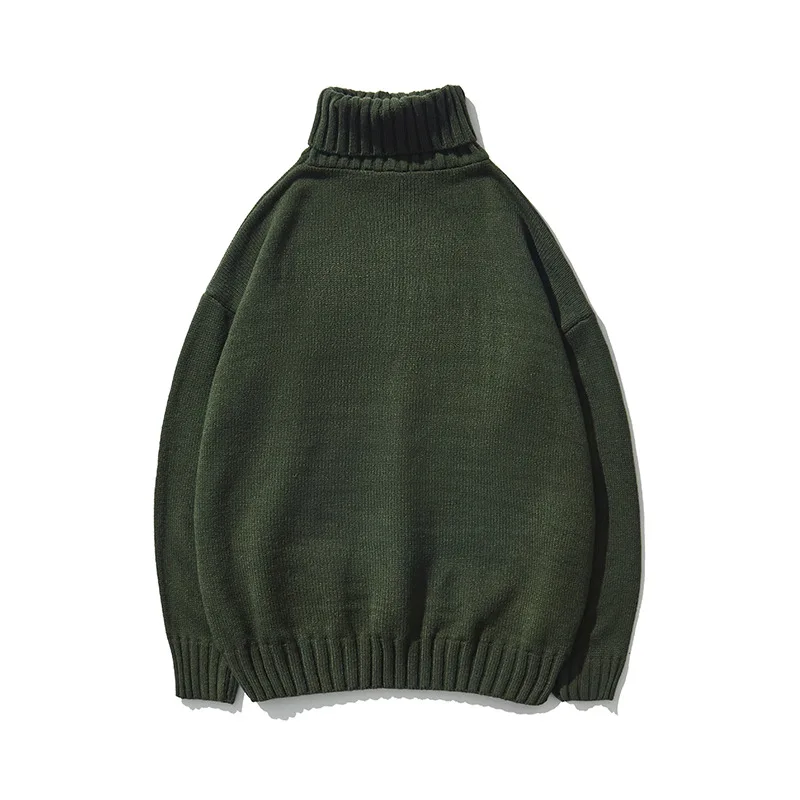 Свитер мужской вязаный с высоким воротом винтажный шерстяной пуловер оверсайз