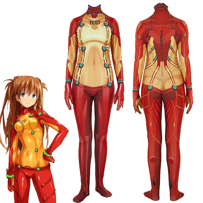 Аниме Asuka Langley Soryu Комбинезоны для косплея костюм унисекс цельный костюм Zentai боди - Цвет: B