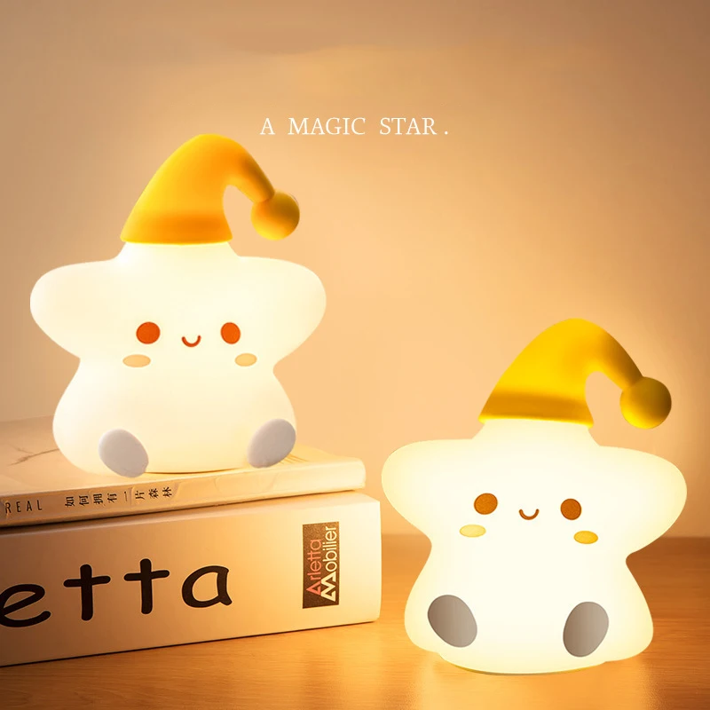

Creative gift star silicone patting lamp bedroom bedside sleep led night lamp children's birthday gift girl