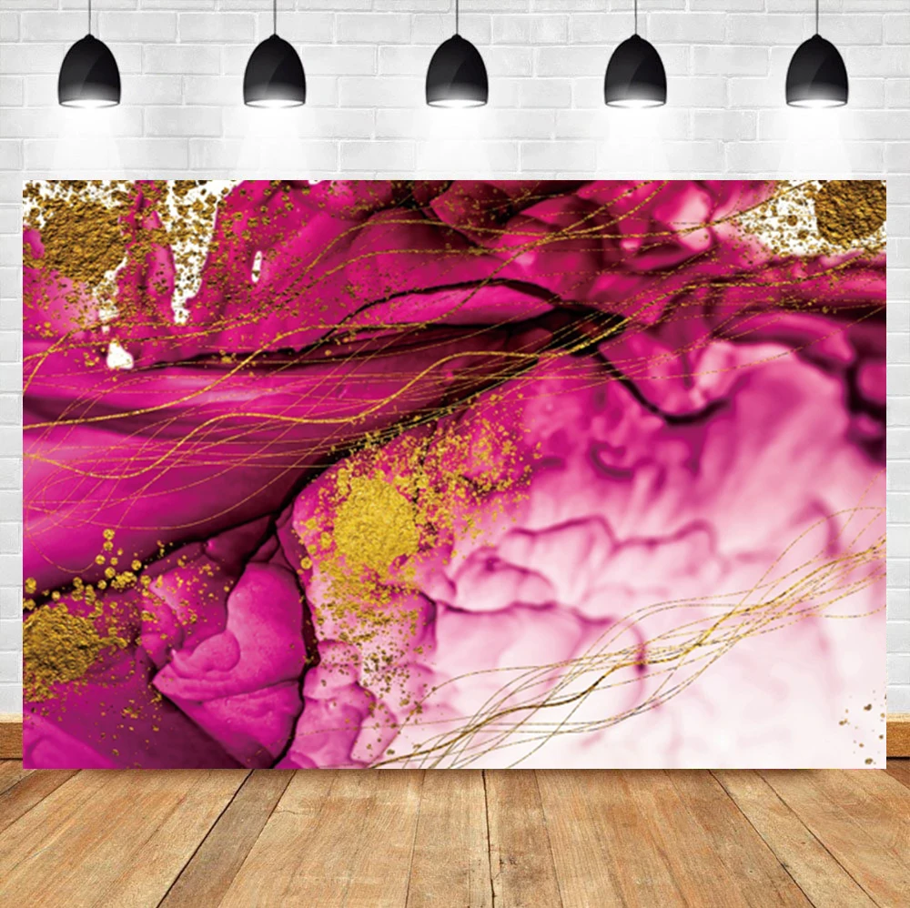 

Laeacco Pink Golden Abstract Texture Art Family Decoration Birthday Backdrop Photographic Photo Background For Photo Studio