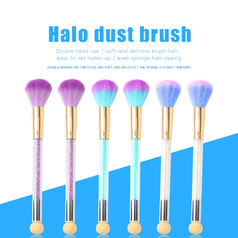 

1pc High Quality Sponge Smudge Brush Double-head Soft Delicate Powder Brush Cosmetic Tool High Elastic Easy Color Makeup Tool