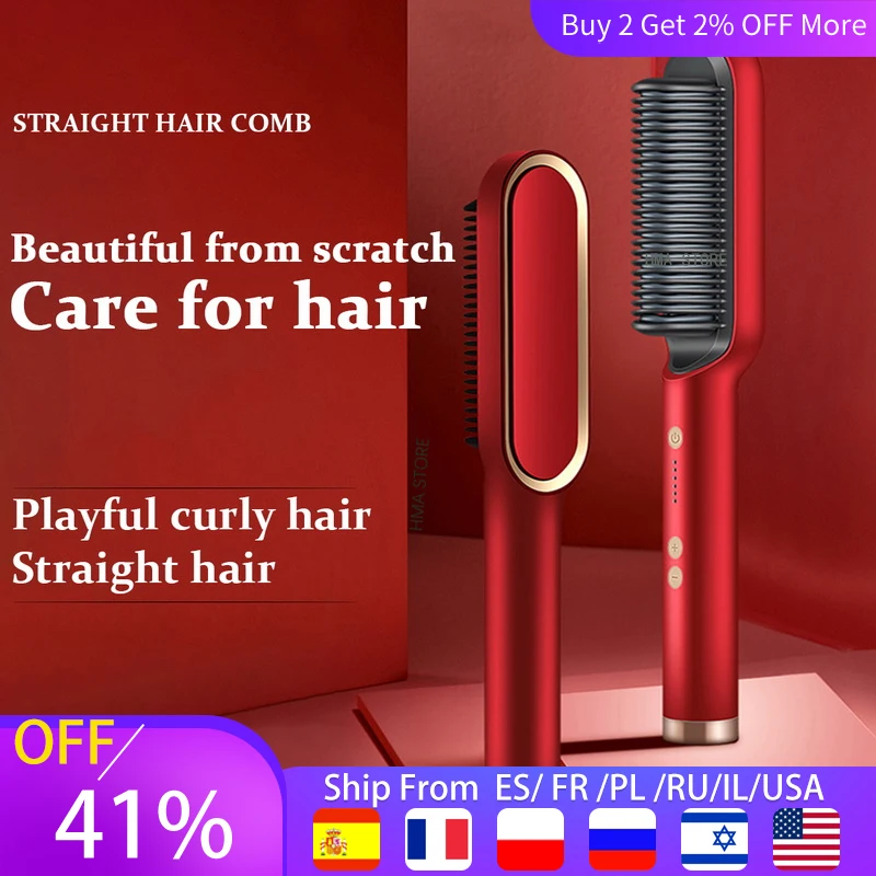 NEW Hair raddrizzatore Men Beard Comb tormaline Ceramic Hair bigodino spazzola pettine per capelli piastre per capelli arricciacapelli spazzola per capelli