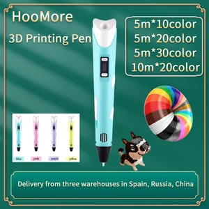 hoomore 3d printing pen with temperature display pla filament printer pen creative toy gift for kids design drawing free global shipping