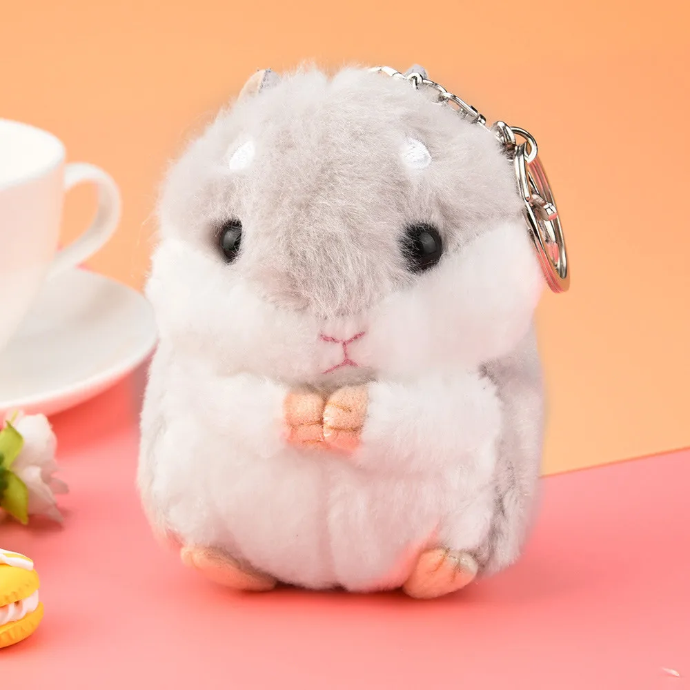 Милая плюшевая подвеска с хомяком игрушки на цепочке для ключей детская забавная