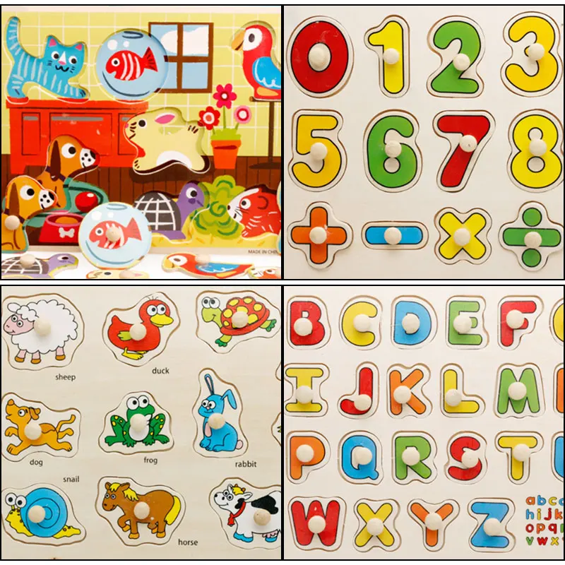 Мультяшная деревянная доска для захвата рук пазл детский сад Обучающие пособия