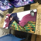 Коврик для мыши XGZ с мультяшным принтом, большой нескользящий коврик для скоростного компьютера, черный, с застежкой на краю, аниме, рассекающий демонов, совместим с Kimetsu No Yaiba Xxl
