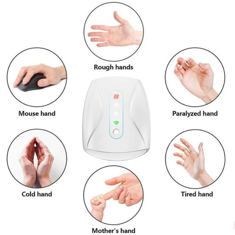

Wireless Electric Hand Massager 3 Levels Air Pressure Heating Palm Finger Massage Machine for Arthritis Pain Relief Carpal C1FF