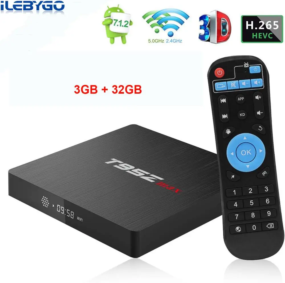 T95Z Max Android tv Box 3 ГБ ОЗУ/32 Гб ПЗУ Amlogic s912 Восьмиядерный смарт ТВ коробка 2 4 ГГц/5 ГГц WiFi