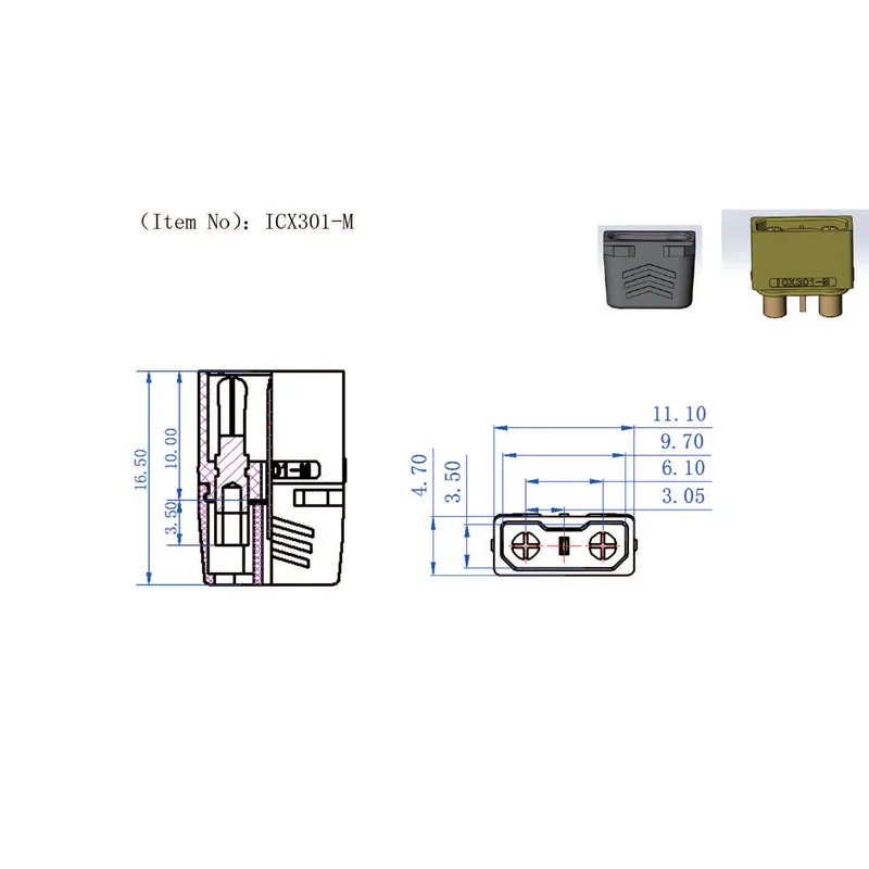 

10PCS Amass ICX301 Gold-plated Plug Male Female with Signal Interface Connector Sheathed for RC Aircraft Drone Lipo Battery
