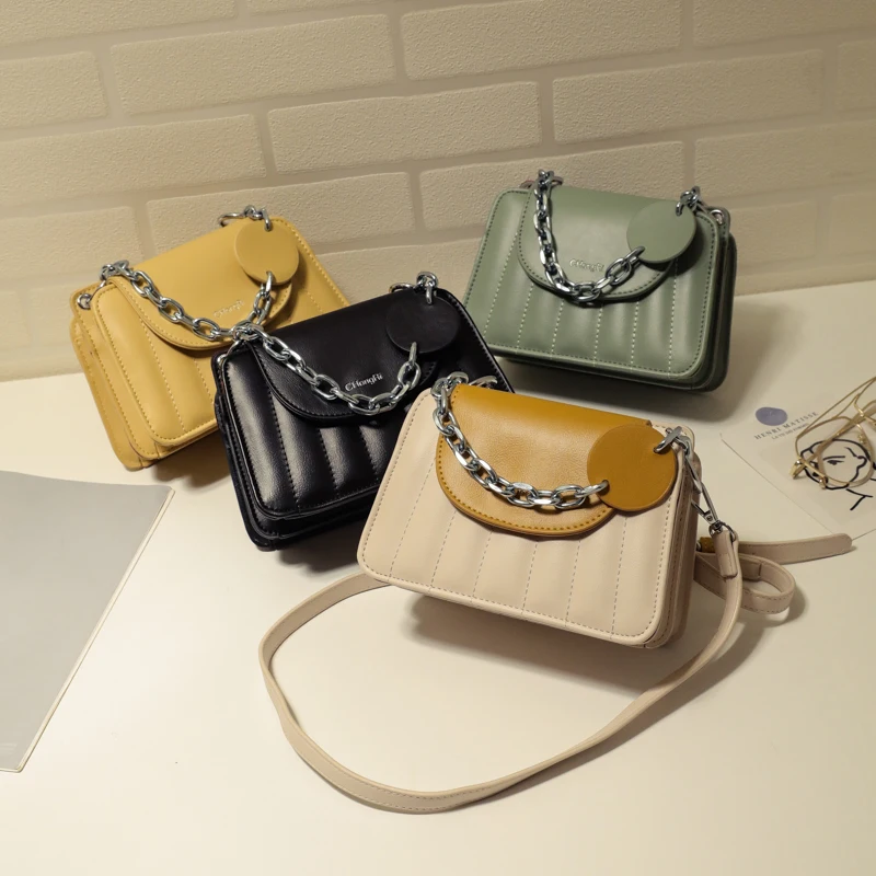 Модные ручные сумки через плечо из искусственной кожи на цепочке для женщин 2020