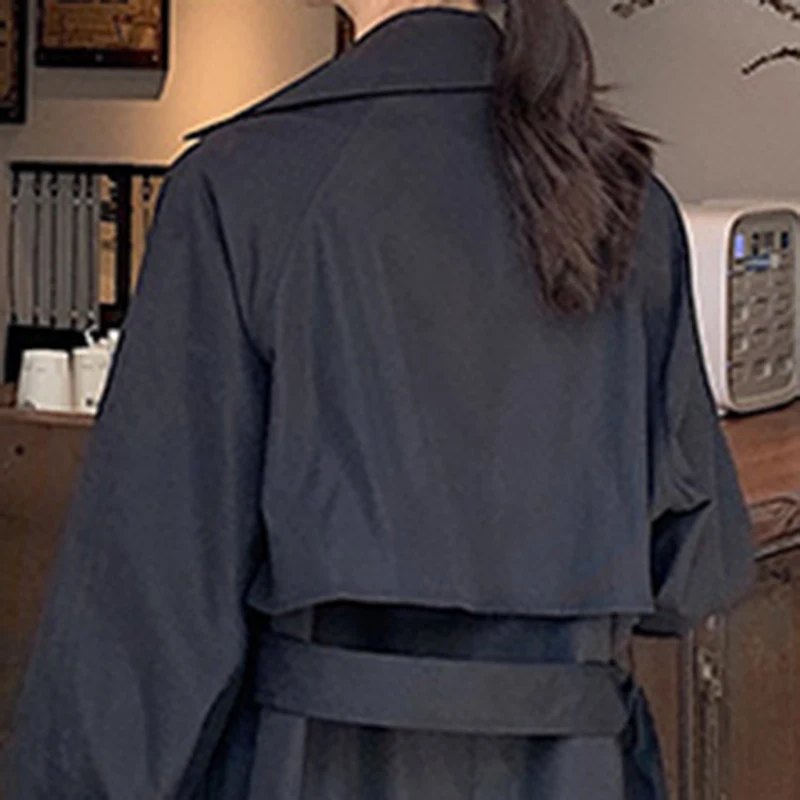 

Lautaro Spring Long Black Oversized Trench Coat for Women 2021 Raglan Sleeve Double Breasted Fall Casual Korean Fashion Clothing